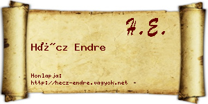 Hécz Endre névjegykártya